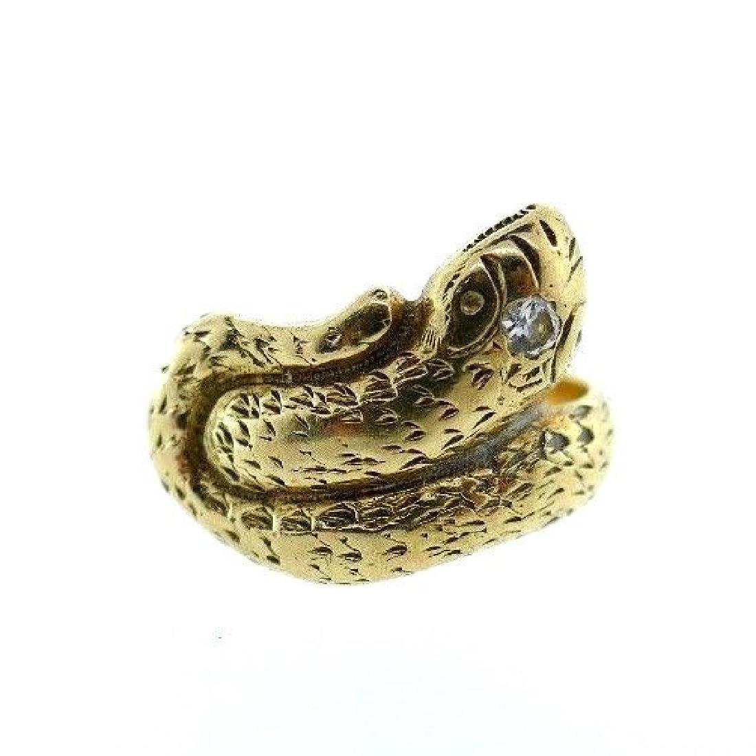 VICTORIAN 14k Yellow Gold & Diamond Snake Ring Circa (1 of 1)