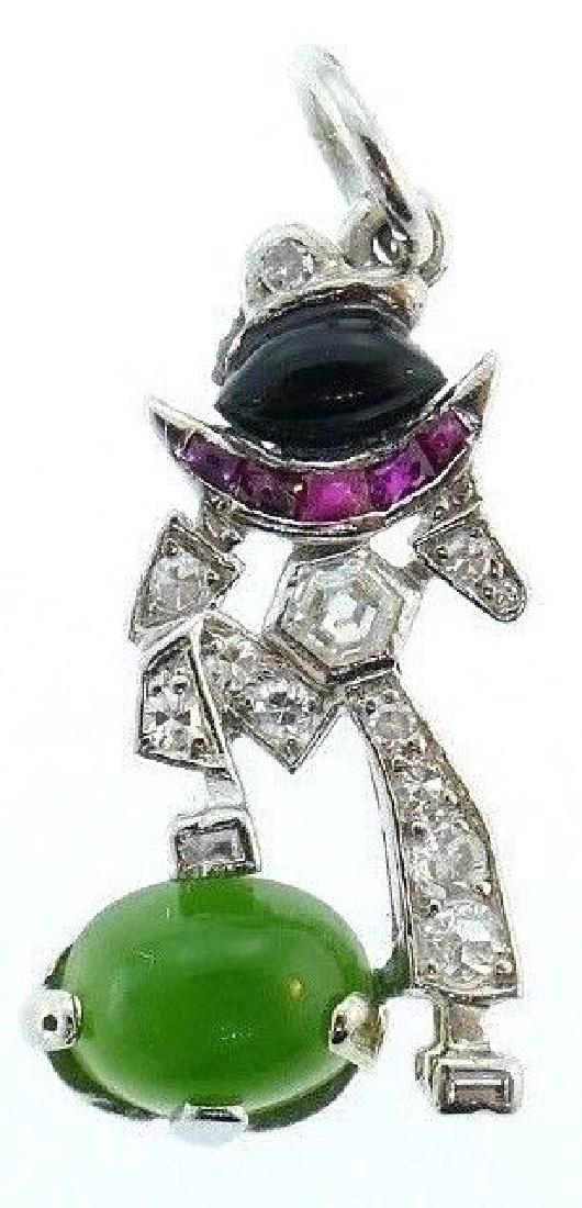 Art Deco Platinum Diamond Gemstone Harlequin Charm (1 of 6)