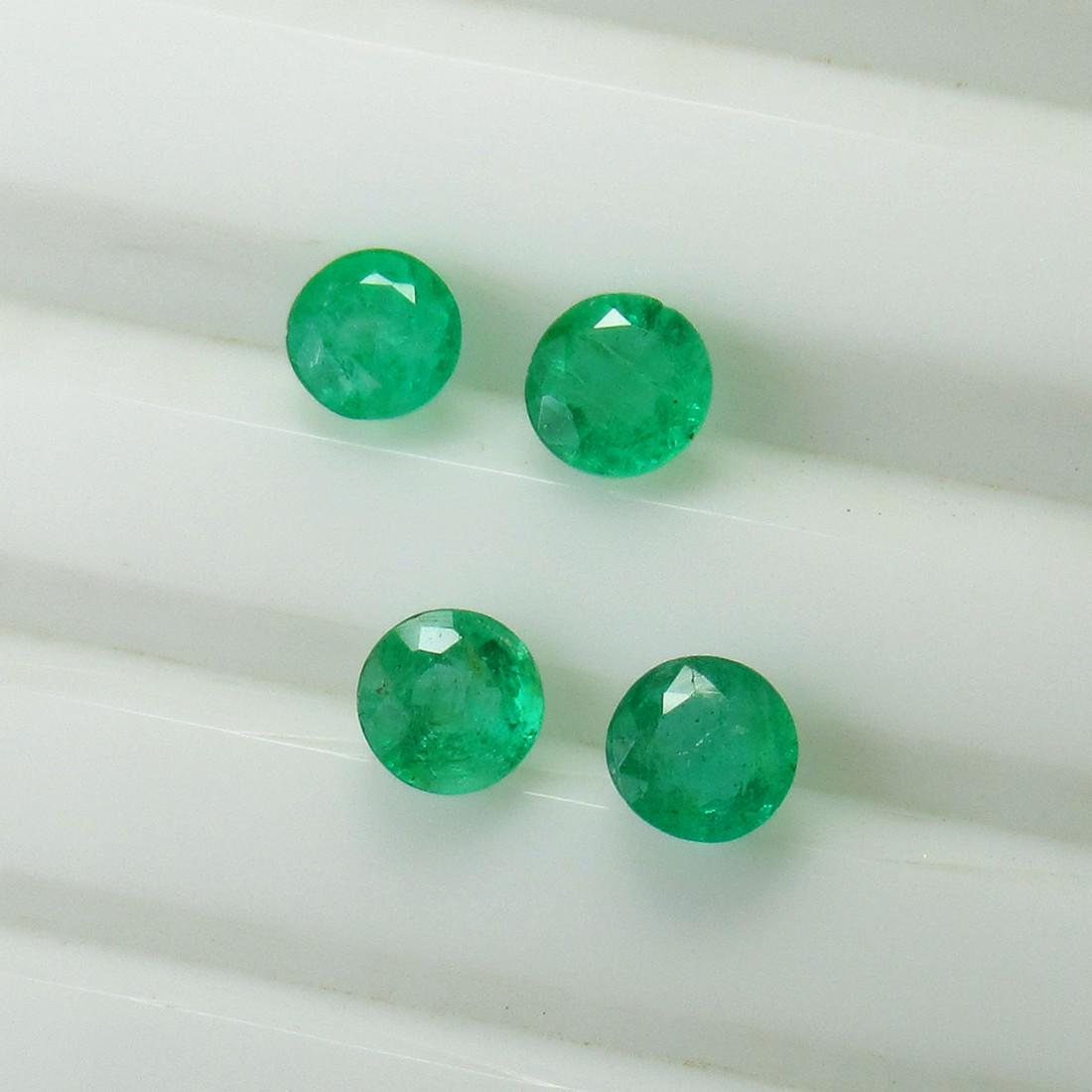 1.29 Ct Genuine 4 Zambian Emerald Round Set (1 of 2)