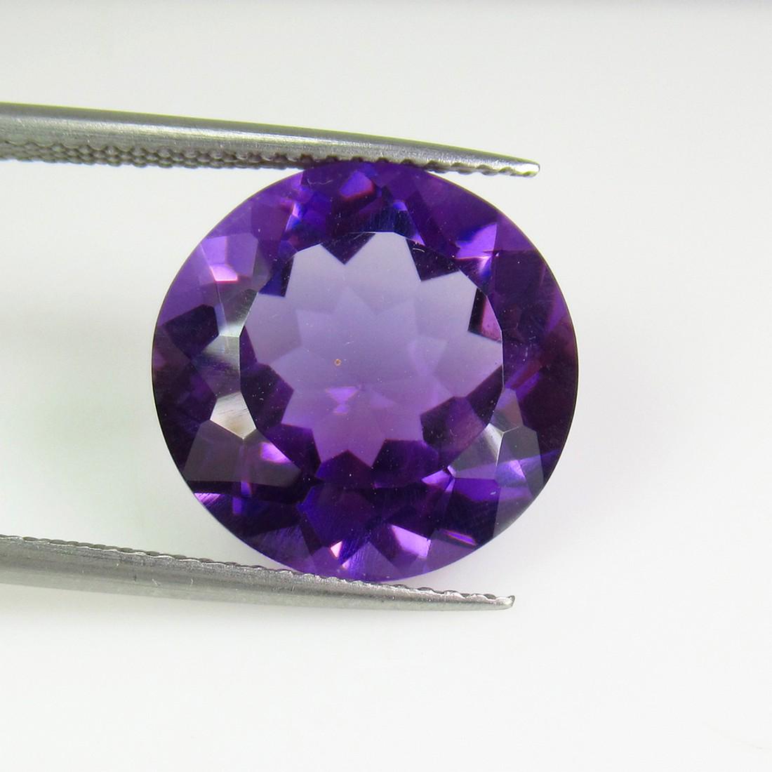 8.53 Ct Genuine Brazil Purple Amethyst 14 mm Round Cut (1 of 2)