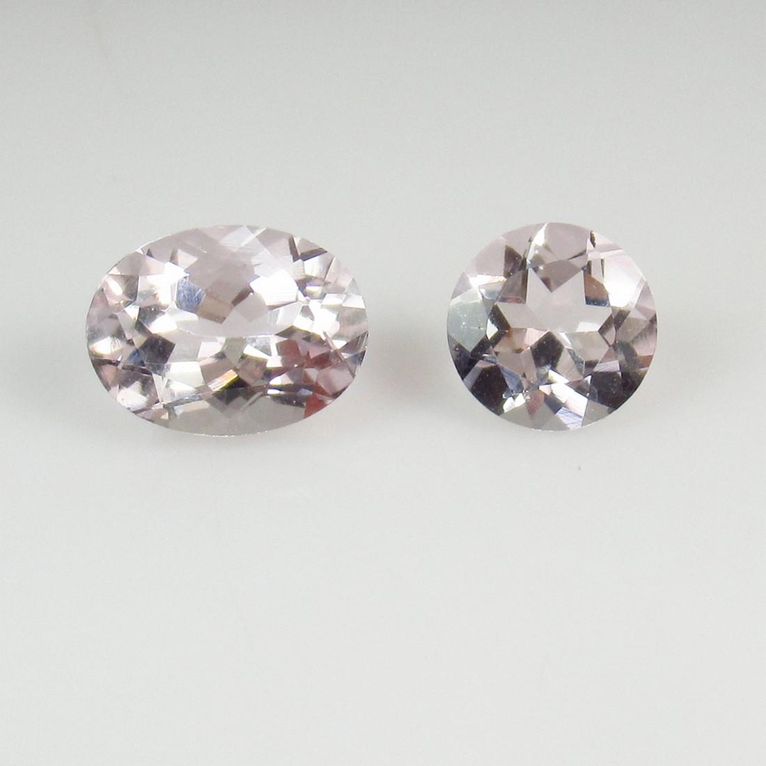 2.01 Ct Genuine 2 Light Pink Morganite Oval & Round Cut (1 of 2)