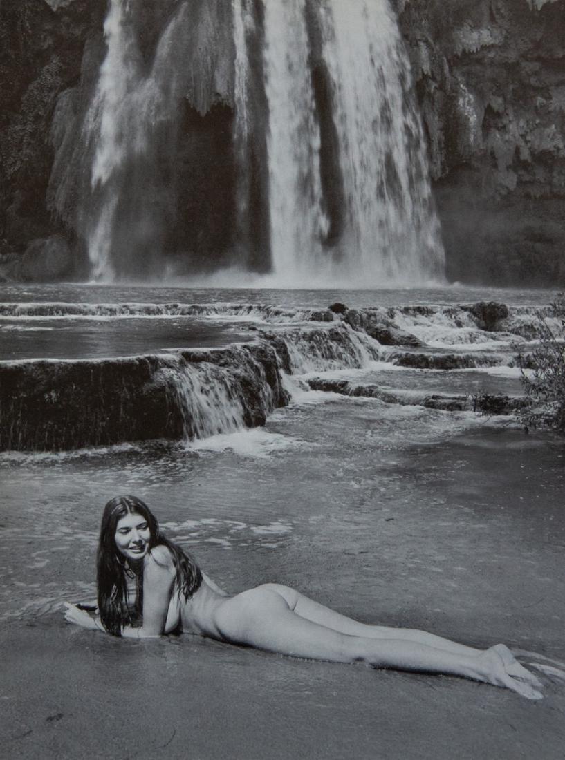 ANDRE DE DIENES - Nude in Natural Pool: Artist: De Dienes, Andre Title: Nude in Natural Pool Medium: Photo Litho, 1950s, USA Dimensions: 8.95x11.85" Heat Wax Mounted on 14x18" Conservation Board Andre De Dienes was a Hungarian photographer,
