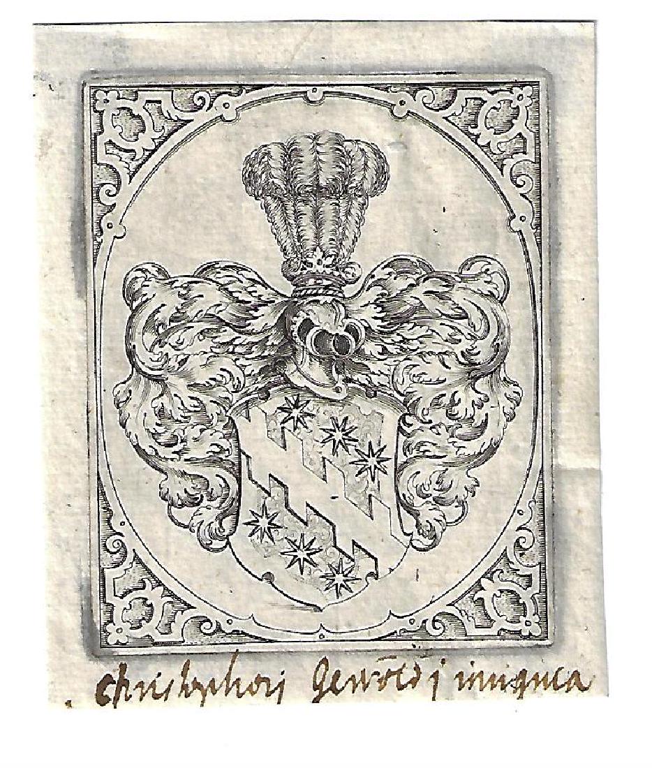 1650 Engraved Bookplate Hand Inscribed (1 of 1)
