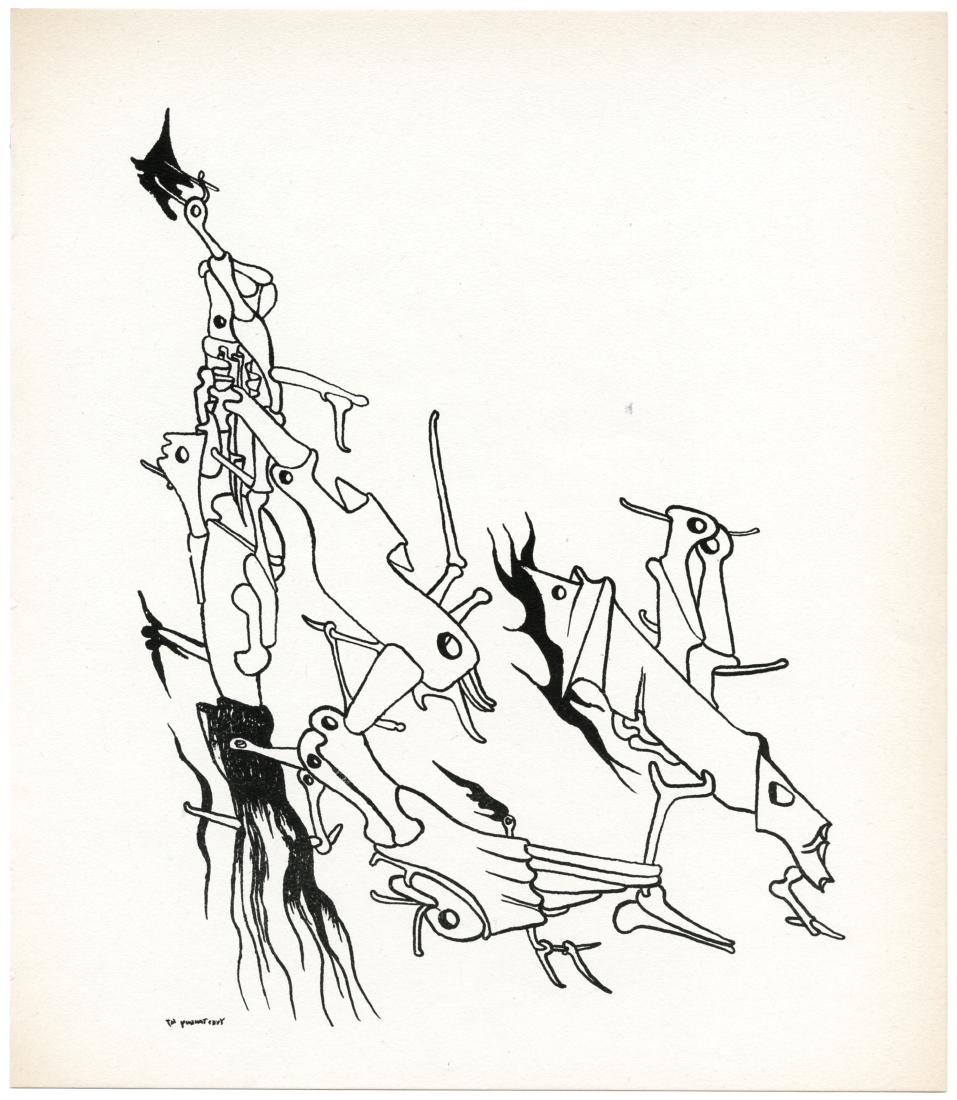 Yves Tanguy original lithograph, 1947: Medium: original lithograph. Printed in Paris by Mourlot and published by Pierre à Feu and Maeght Editeur for the Marcel Duchamp / André Breton project "Surréalisme en 1947". Issued in a limited ed
