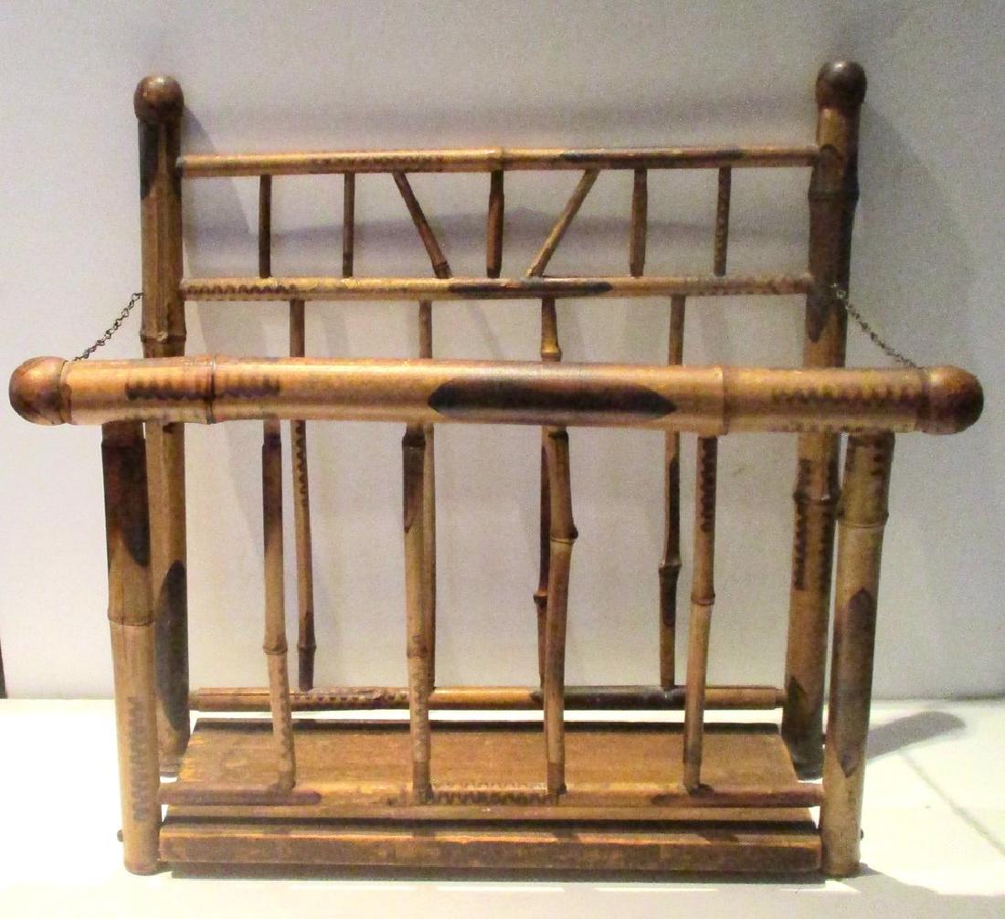 Antique Victorian Bamboo & Wood Magazine Rack (1 of 5)
