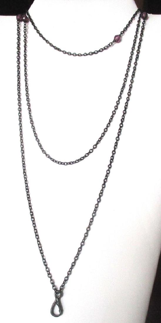 Victorian Gunmetal 50-Inch Chain With (4) Purple Paste (1 of 5)