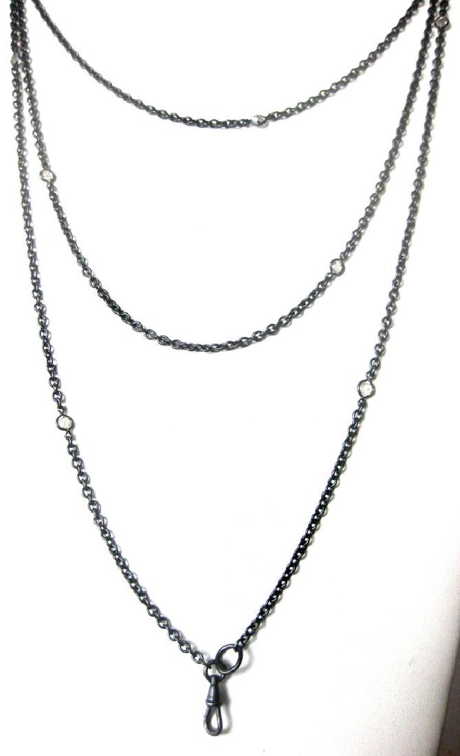 Antique 60-Inch Gunmetal Chain Necklace With (12) Round (1 of 6)