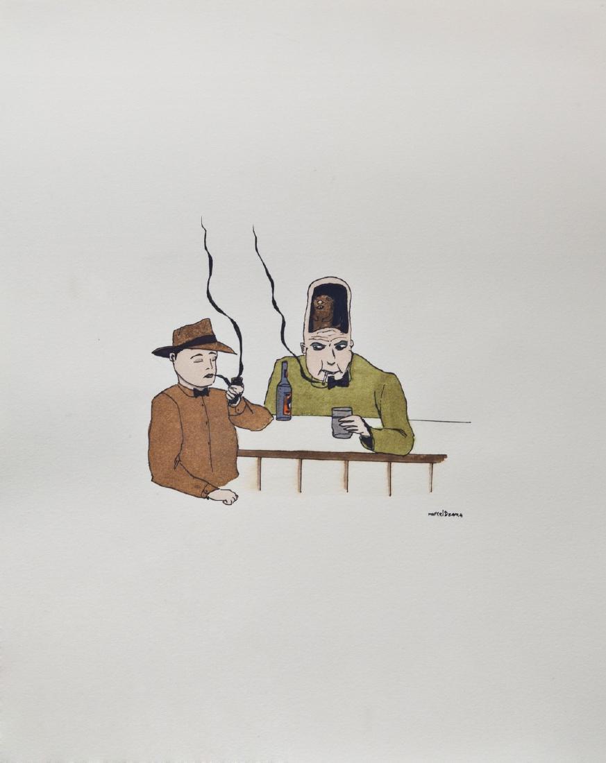 Marcel Dzama - Untitled, 2002: Marcel Dzama Untitled, 2002 watercolor, Ink and rootbeer on paper 12.5 x 11 inches Provenance: Richard Heller Gallery, Santa Monica, CA Michael Petronko Gallery, NY Private Collection Rye, NY Reserve:
