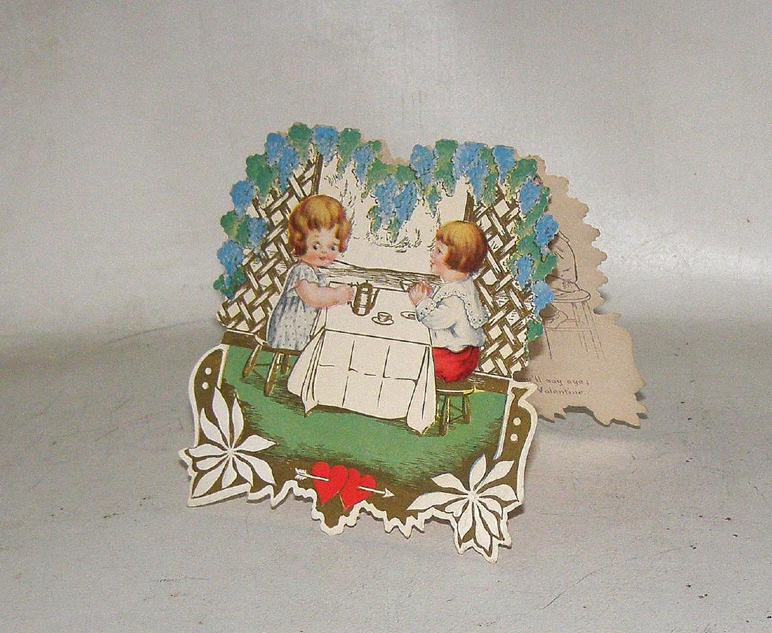 COLOR DIE CUT VALENTINE GOLD ILLUMINATION SHARING TEA. (1 of 3)