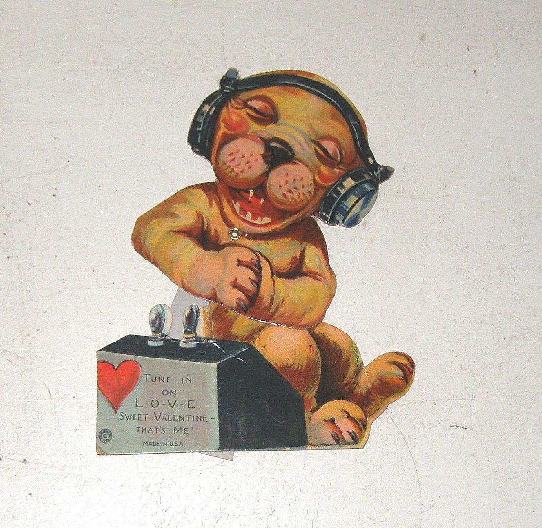 DOG TUBE RADIO HEADPHONES MECHANICAL DIE CUT VALENTINE (1 of 3)