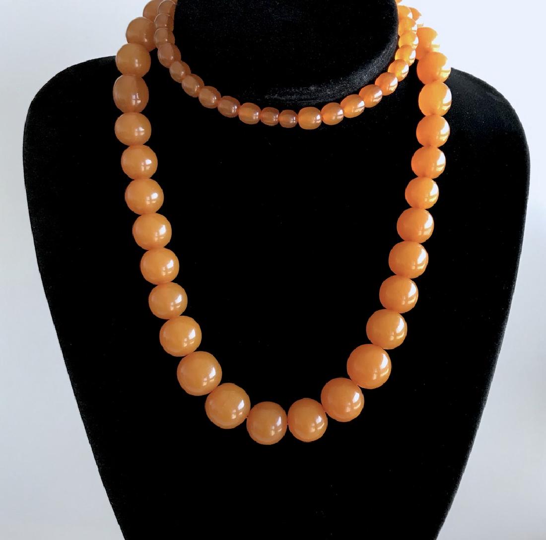 Art-deco Baltic amber long necklace 95.3 grams (1 of 7)