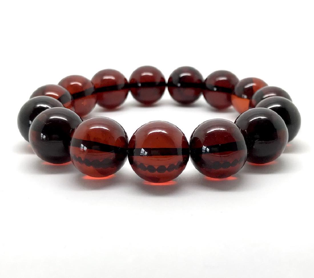 Baltic amber bracelet big round beads in cherry colour (1 of 10)