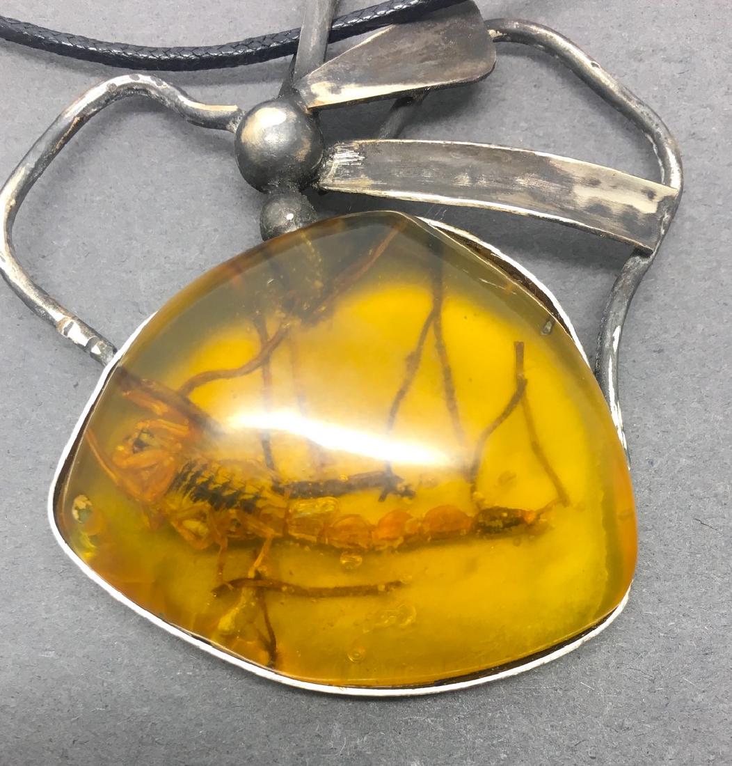 Vintage pendant amber bakelite with inclusion (1 of 10)