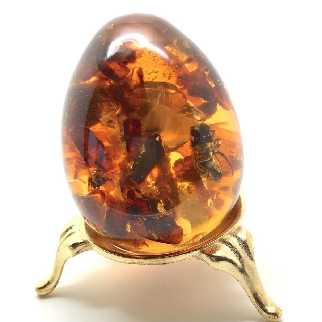 Amber egg sphere with the Bee insect inclusion (1 of 8)