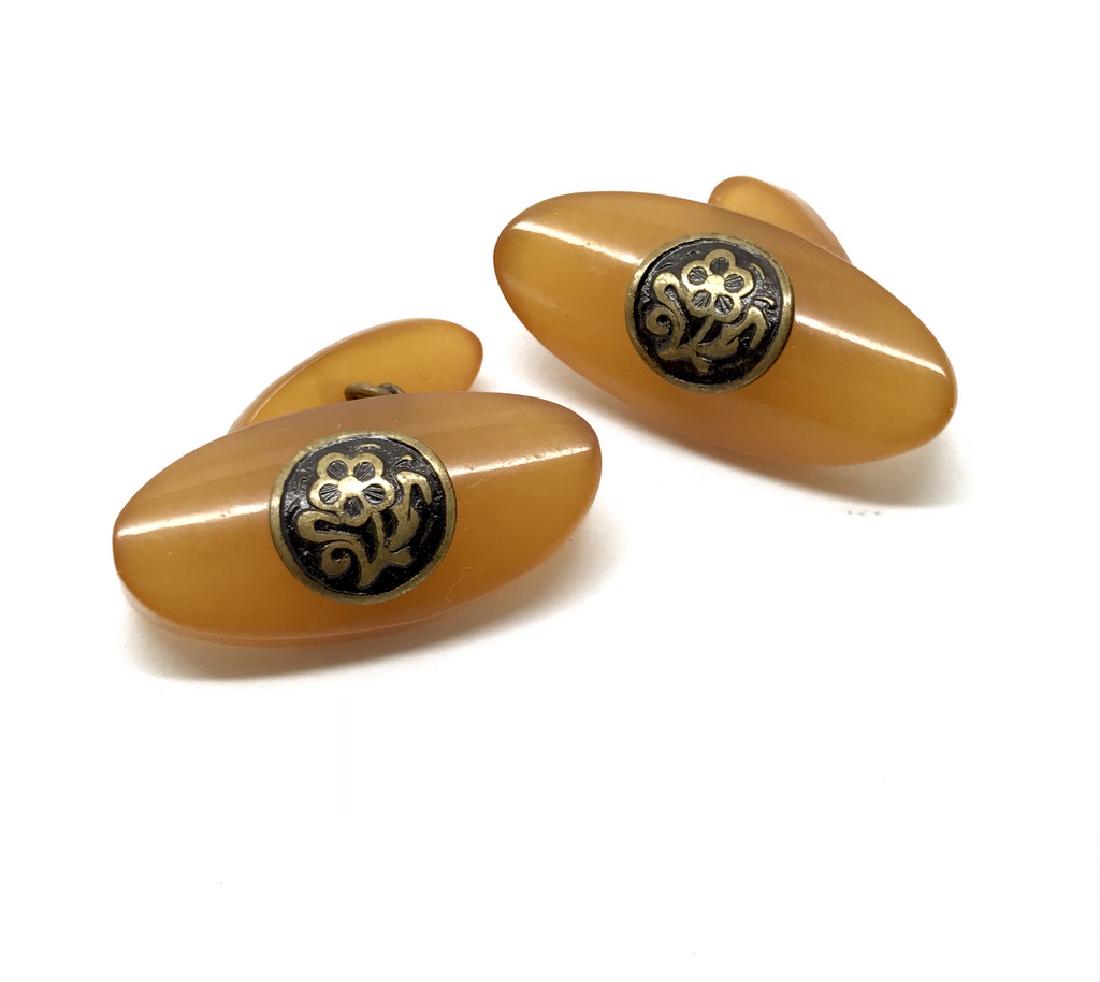 Old Art deco cufflinks with Baltic amber 34x16mm (1 of 7)