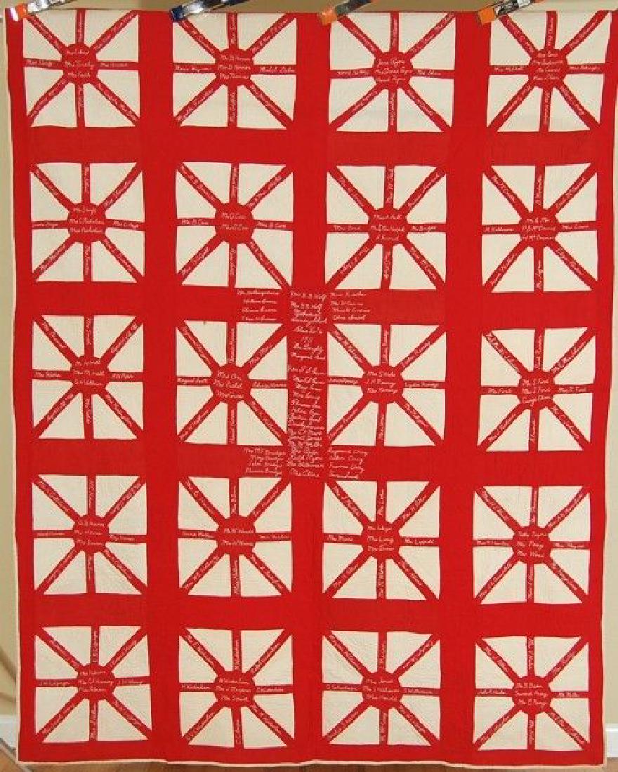 Vintage "Spider Web" Redwork Signature Church Antique (1 of 8)