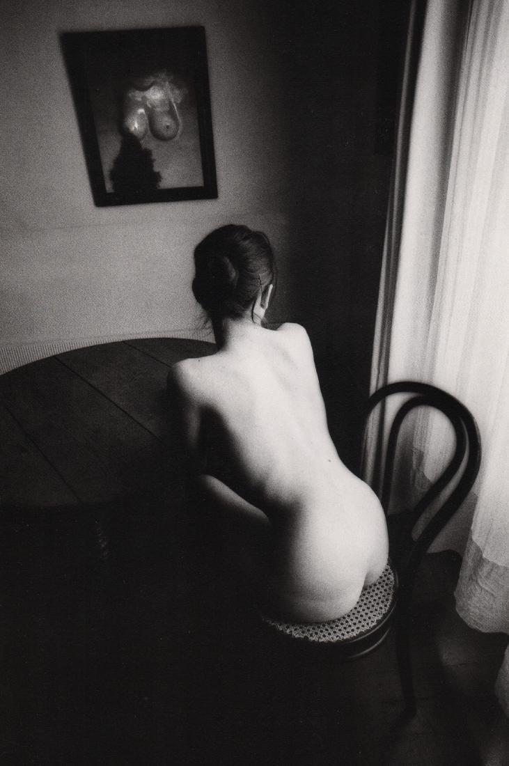 JEANLOUP SIEFF- Sur une chaise cannee, Paris, 1979: Artist: JEANLOUP SIEFF Print Title: Sur une chaise cannee, Paris, 1979 Medium: Duotone Engraving Printed 1994 in Italy Image size (inches) approx. 10 x 7” Jeanloup Sieff (1933-2000) was a French ph