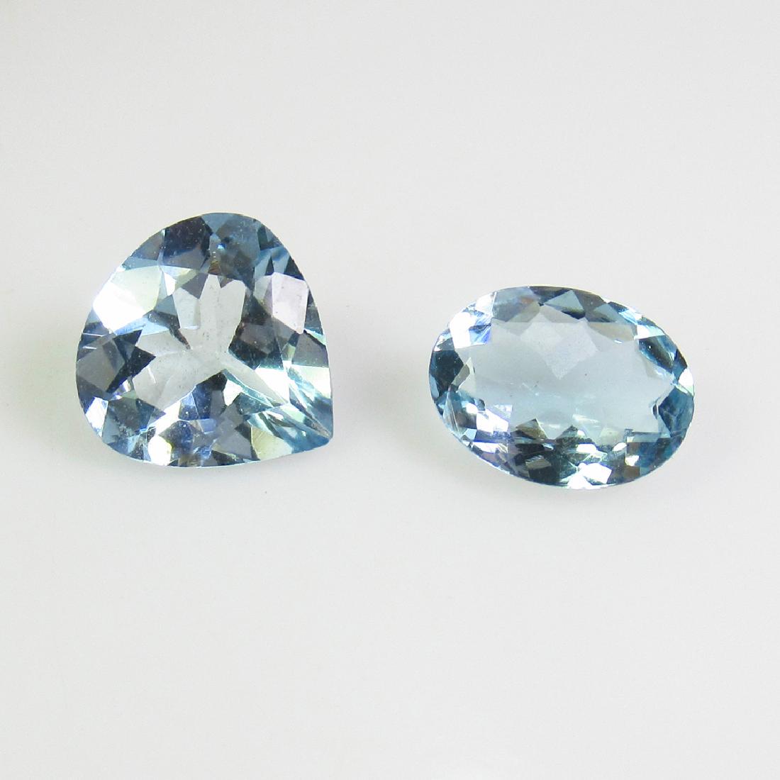 2.01 Ct Genuine 2 Brazil Blue Topaz Oval & Heart Cut (1 of 2)