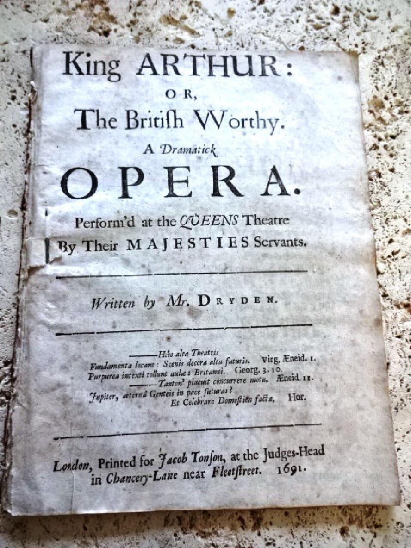 1691 Dryden King Arthur or the British Worthy Opera (1 of 3)