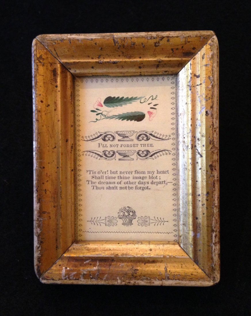 C1850 calling card with original watercolor at top (1 of 2)