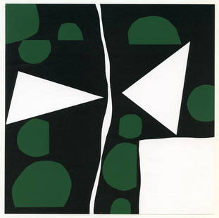 Richard Mortensen silkscreen "Tavignano": Medium: serigraph / silkscreen. Published in 1964 by Galerie Denise Rene, of Paris, for the rare exhibition catalogue "Hard Edge". Richard Mortensen was one of several artists who contributed original