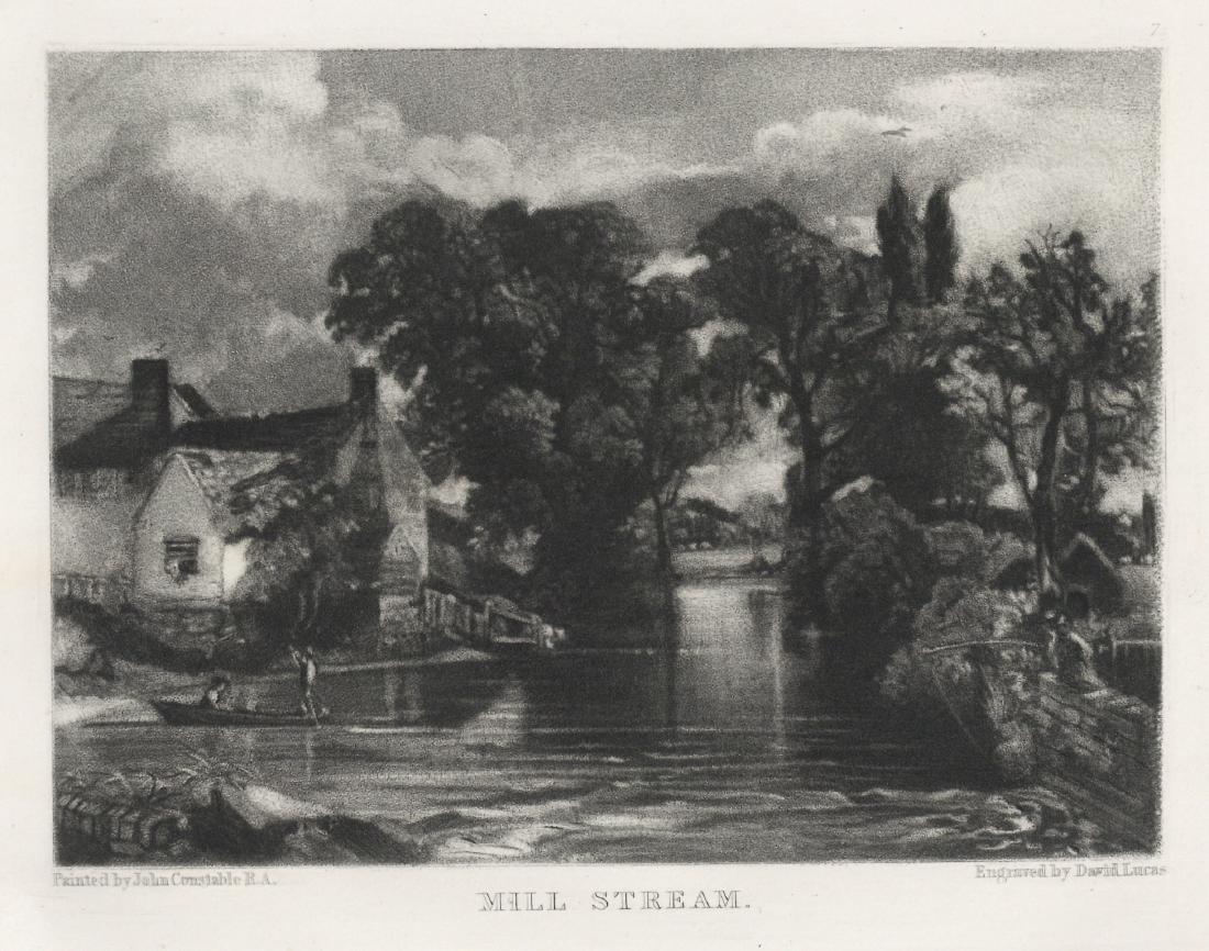 Sir John Constable / David Lucas mezzotint "Mill: This beautiful mezzotint engraving was composed by John Constable and engraved by David Lucas. It is from the much sought-after "English Landscape" series; this impression on wove paper is from the Bo