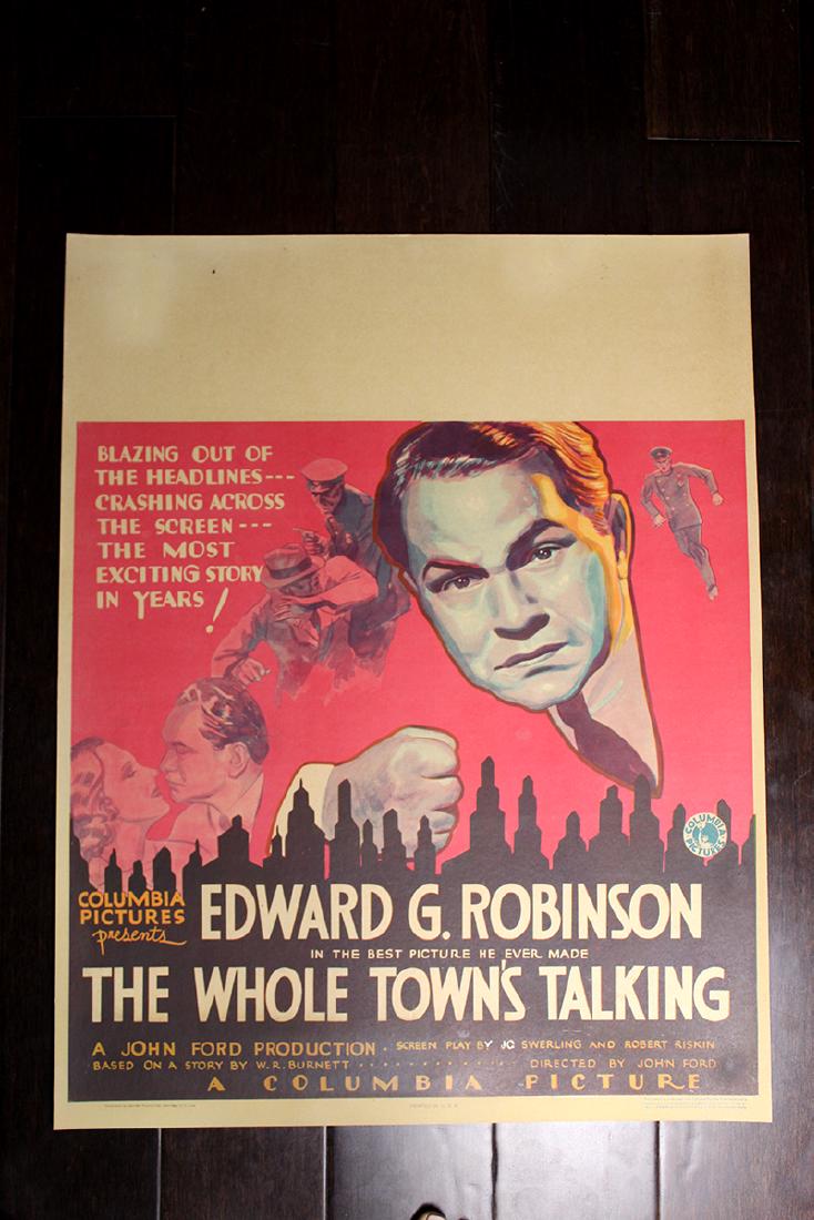 The Whole Town’s Talking (USA,1935) Jumbo Window Card: A meek milquetoast of a clerk is mistaken for Public Enemy #1, and the notorious killer takes advantage of the situation. Director: John Ford Writers: Jo Swerling (screen play), Robert Riskin (screen