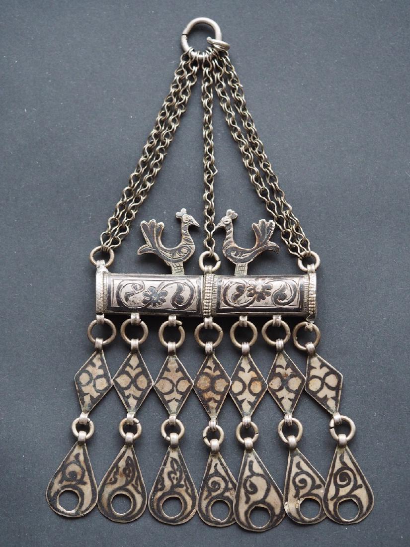 Antique Russian Niello Silver Needle Case: Title: Antique Russian Niello Silver Needle Case Maker: Origin: Russia, Tula Date/Period: 19th Century Materials: Silver Size: 6 x 3 inch Hand-graven, early 19th Century or earlier. Mint condition. Re
