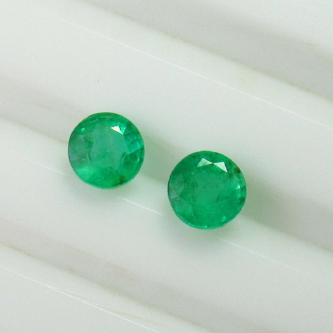 1.14 Ct Genuine Zambian Emerald Round Pair (1 of 2)