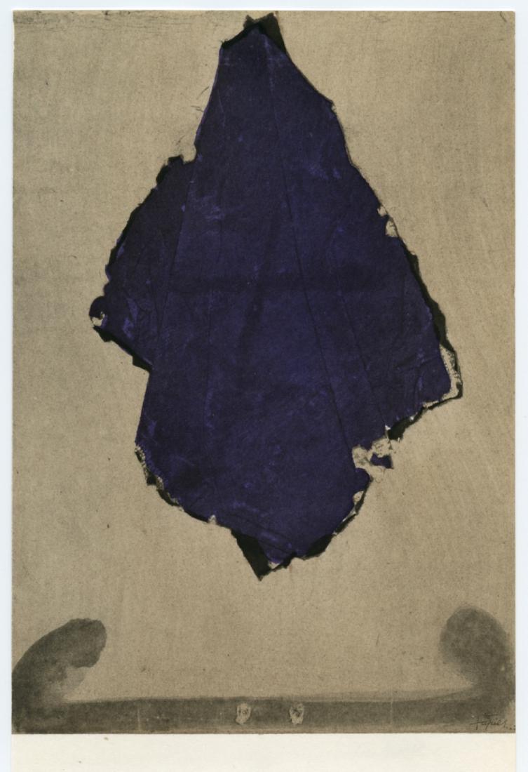Antoni Tapies pochoir "Violet": Title: Antoni Tapies pochoir "Violet" Description: Medium: pochoir (after the gouache). Printed in Paris by the atelier Jacomet and published in 1963 by the Galerie Berggruen in an edition of 1000 for