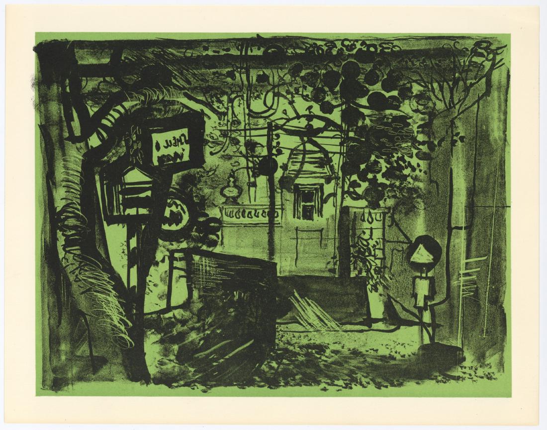 John Piper original lithograph "Niton, Isle of Wight": Title: John Piper original lithograph "Niton, Isle of Wight" Description: Medium: original lithograph. Published in 1955 by Curt Valentin. The total sheet measures 9 1/2 x 12 1/4 inches. Not signed. P