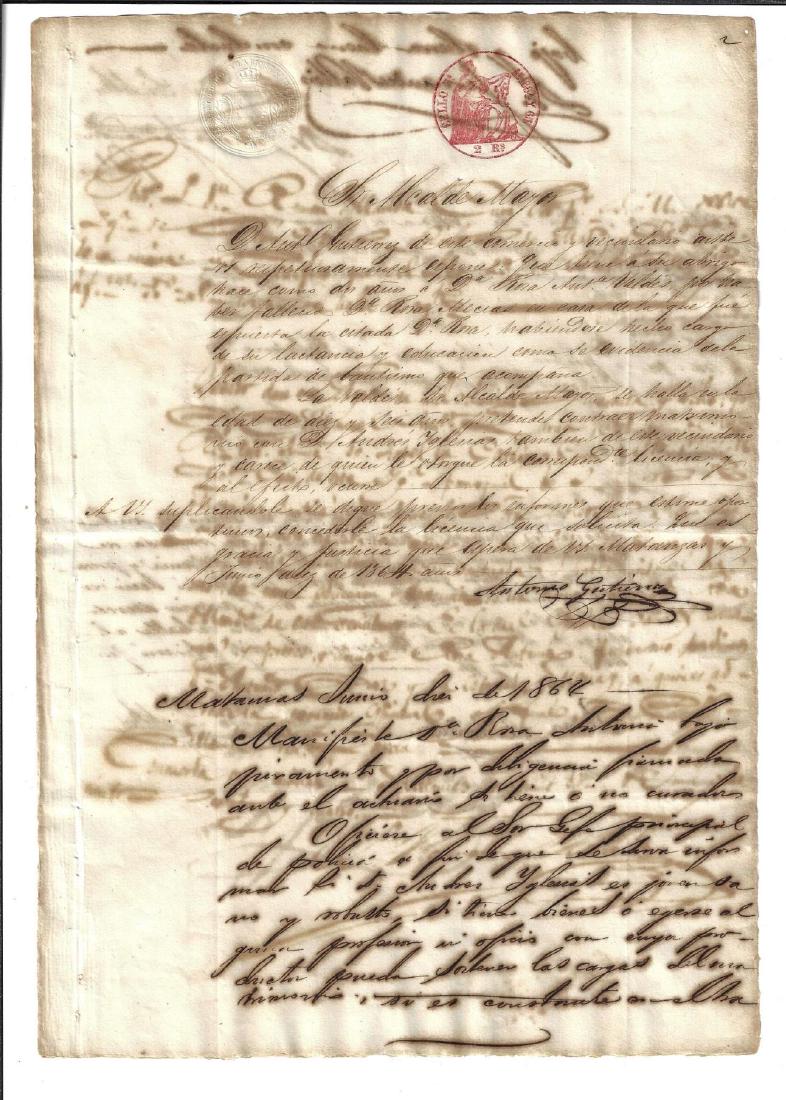1864 Cuban Manuscript Several Signatures (1 of 2)