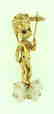 14K GOLD PEARL SAPPHIRE CHERUB PIN ANGEL THEMED - 2