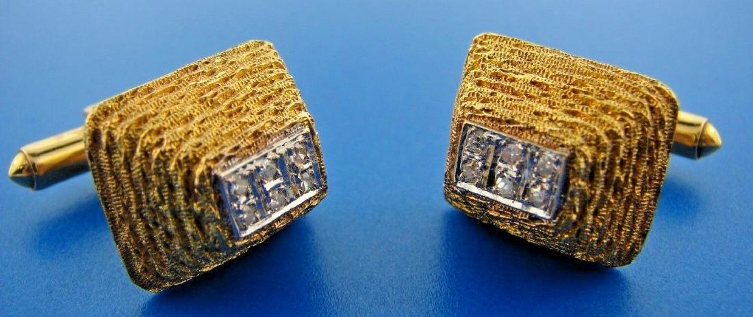 COOL GUY 14k Yellow Gold & Diamond Cufflinks (1 of 5)