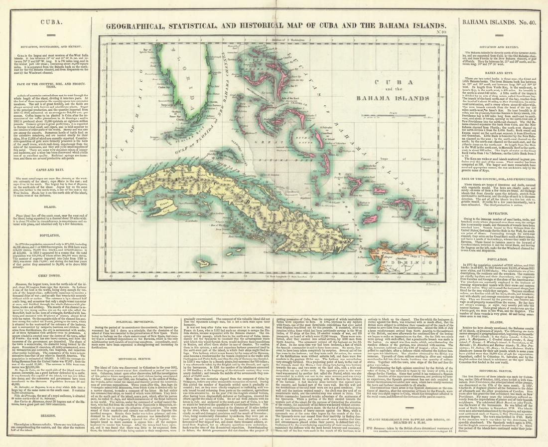 Geographical, Statistical and Historical Map of Cuba: Title: Geographical, Statistical and Historical Map of Cuba and the Bahama Islands Printing Date: 1822 Cartographer: TANNER, BENJAMIN Publisher: H.C. CAREY & I. LEA Size: 9.6Height - 13.75Width Additi