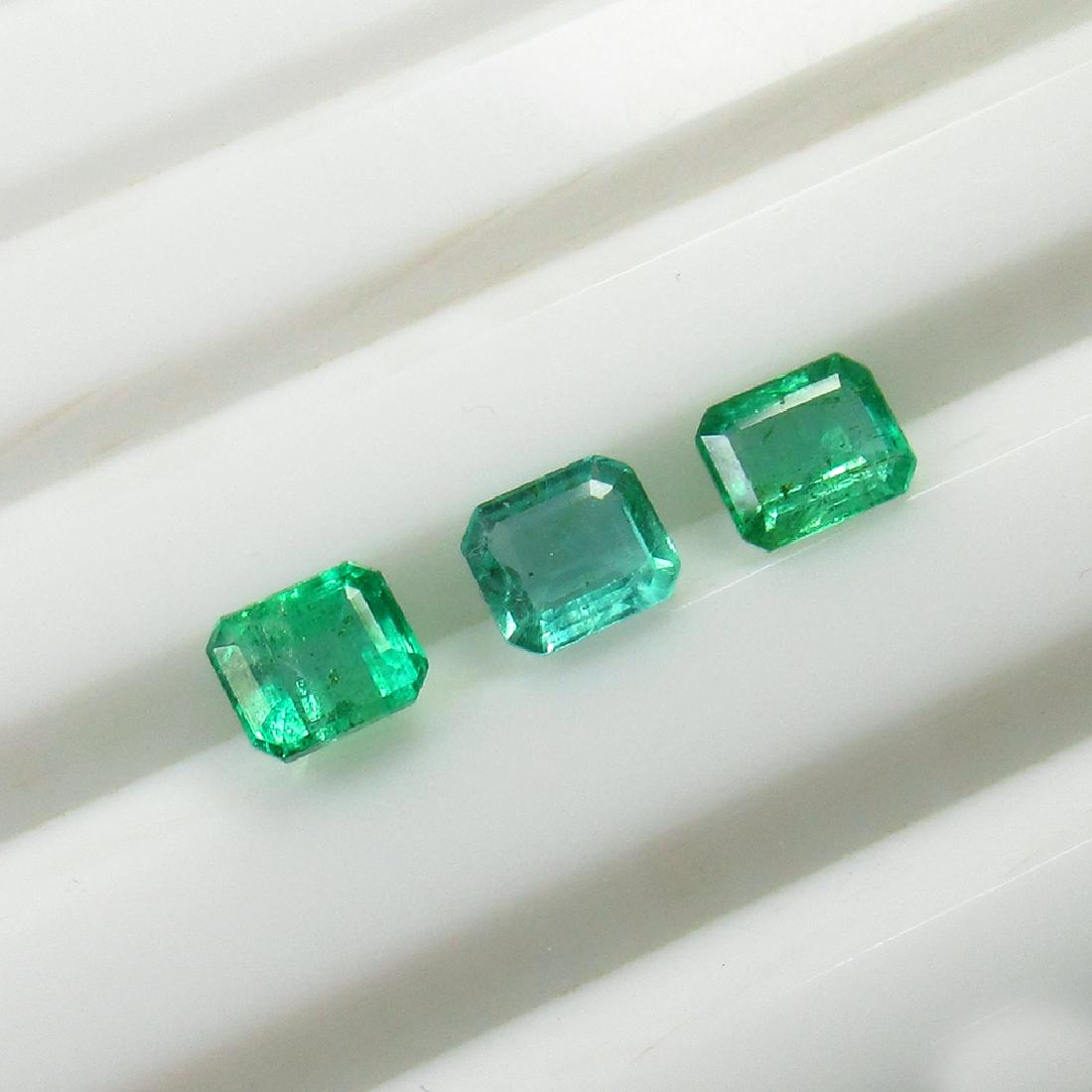 1.52 Ct Genuine 3 Zambian Emerald Octagon Set (1 of 2)