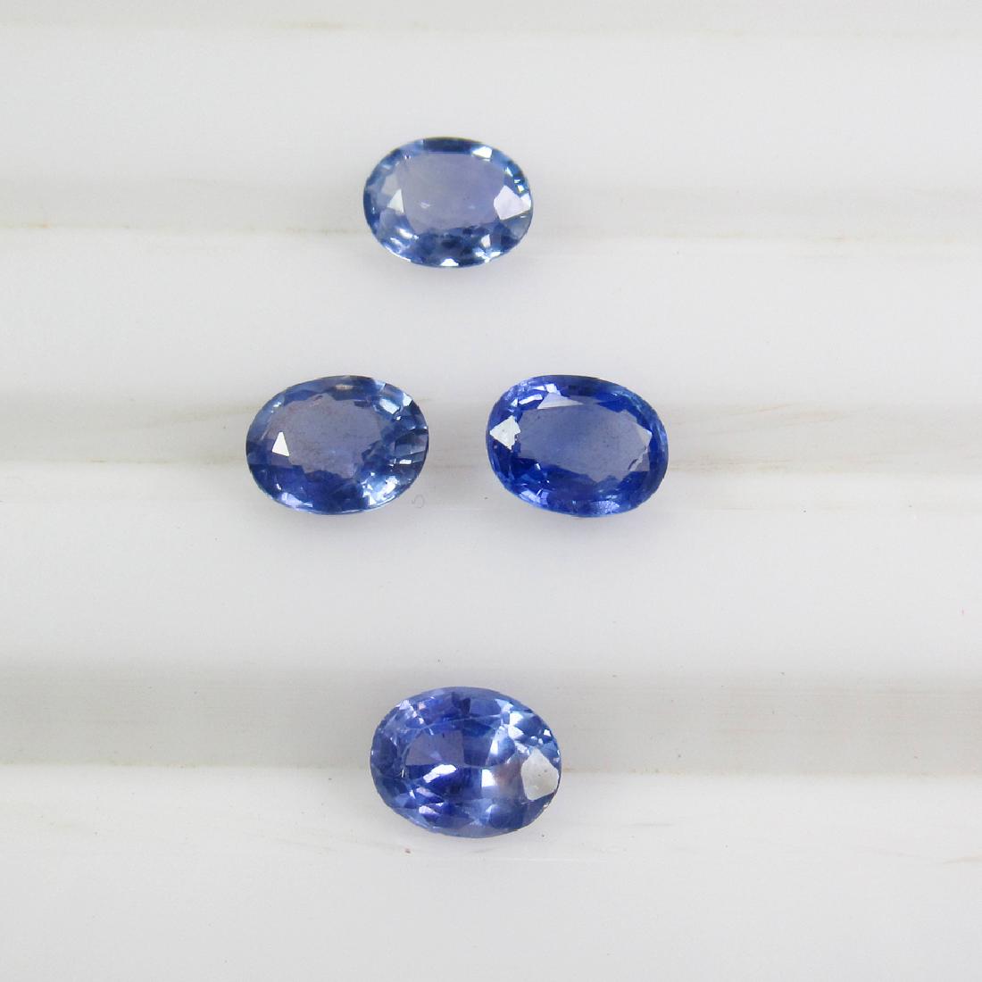 1.55 Ct Genuine 4 Ceylon Blue Sapphire Oval Set (1 of 2)