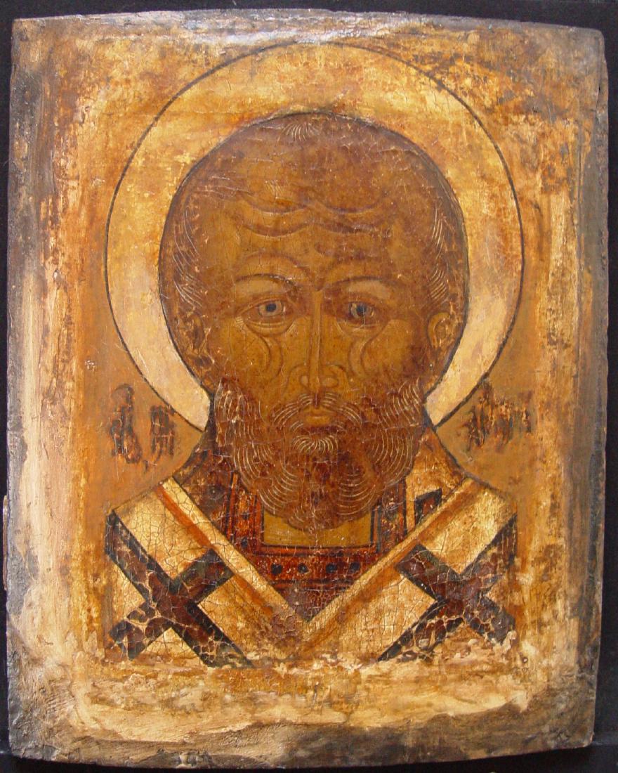 St Nicholas: Icon: St Nicholas Origin: (North) Russia Date: 17th century Materials: tempera on wooden board size 34 x 28.5 cm St Nicholas is the most widely revered saint in Orthodoxy. The Russians have a saying "