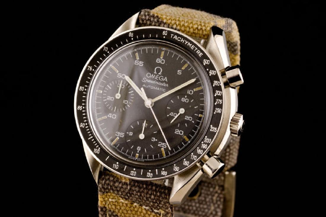 Omega Speedmaster Chronograph Automatic: Title: Speedmaster Chronograph Automatic Metal: Stainless steel Case Size: 38mm case, 14mm high Dial: Original black dial, three sub dials at 3,6,9, o'clock, tachymetre scale Bracelet: Material „mor