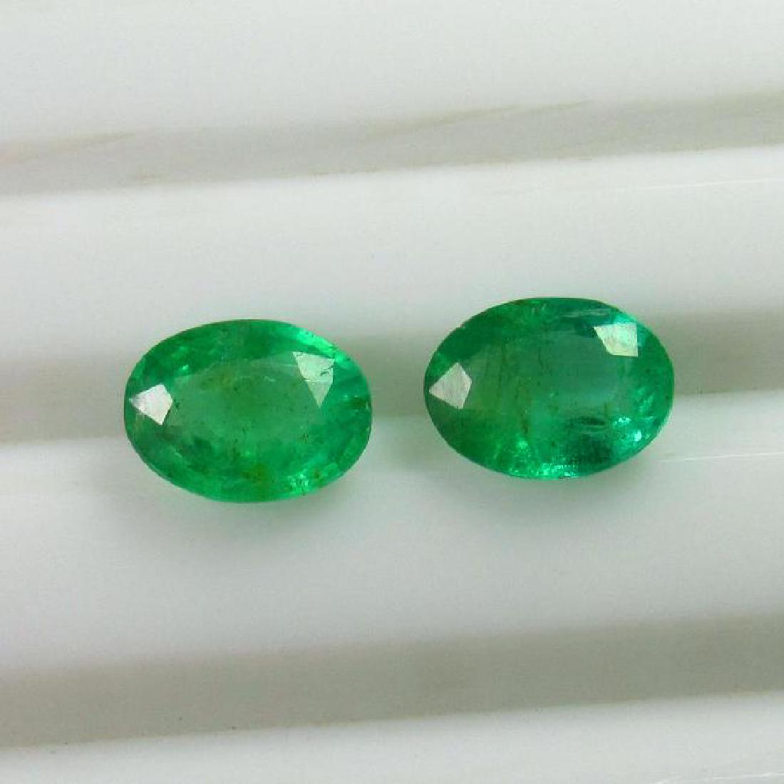 2.14 Ct Genuine Loose Zambian Emerald Oval cut Pair (1 of 2)