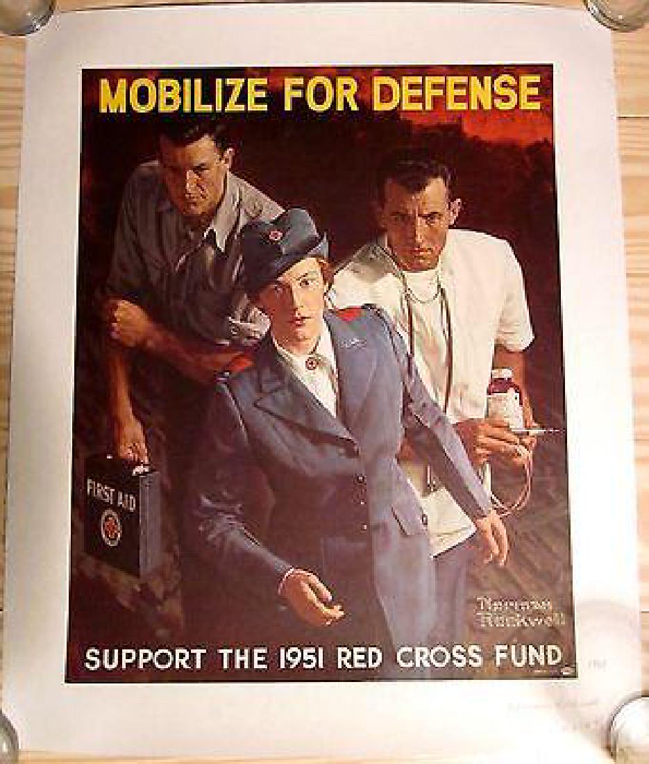 VINTAGE NORMAN ROCKWELL MOBILIZE FOR DEFENSE-RED CROSS! (1 of 1)