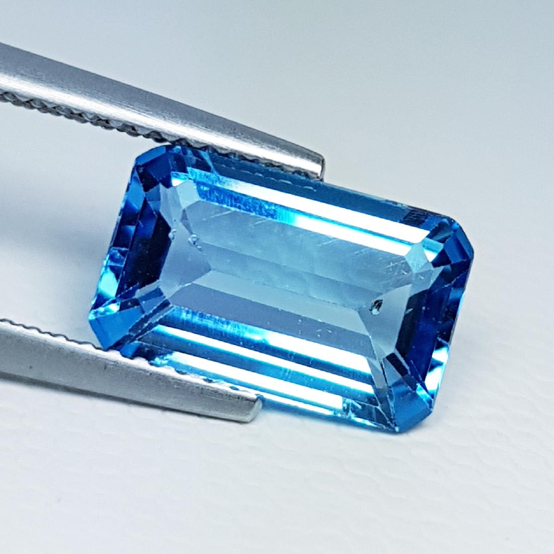 3.35 ct Exclusive Gem Emerald Cut Natural Blue Topaz (1 of 5)