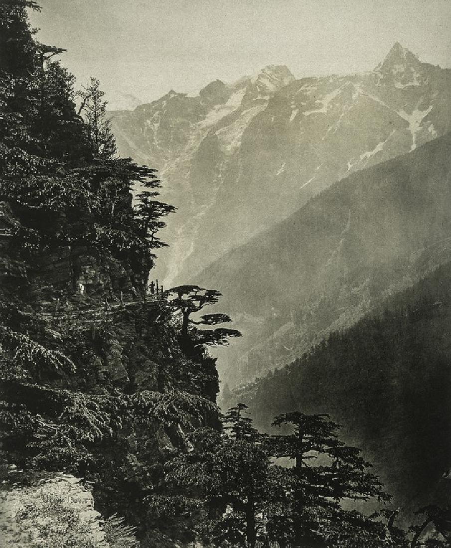 SAMUEL BOURNE - New Road in Himalayas, 1866: Artist: Bourne, SamuelTitle: New Road in Himalayas, 1866 Medium: Gravure, 2002, Germany Dimensions: 8.35x10.1" Heat Wax Mounted on 12x16" Conservation Board Samuel Bourne (1834 - 1912) was a British p