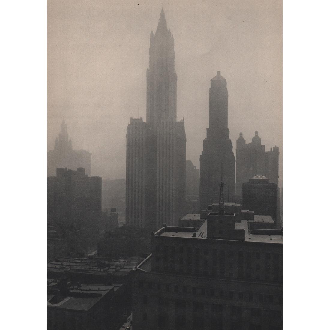 MARIO BUCOVICH - East from Vesey and West Streets: Artist: MARIO BUCOVICH Print Title: East from Vesey and West Streets Medium: Sheet-fed Gravure Printing Date: 1930's Printed in the USA Image Size approx: 8 x 11 inches Mario von Bucovich (1884-1944) 
