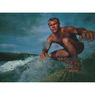 GEORGE SILK - Man in Sport, Surfing: Artist: GEORGE SILK Print Title: Man in Sport, Surfing Medium: Color Sheet-Fed Gravure Printing Date: 1960's Printed in Italy Image size approx. 9.75 X 7 inches George Silk (1916-2004) was a photojour