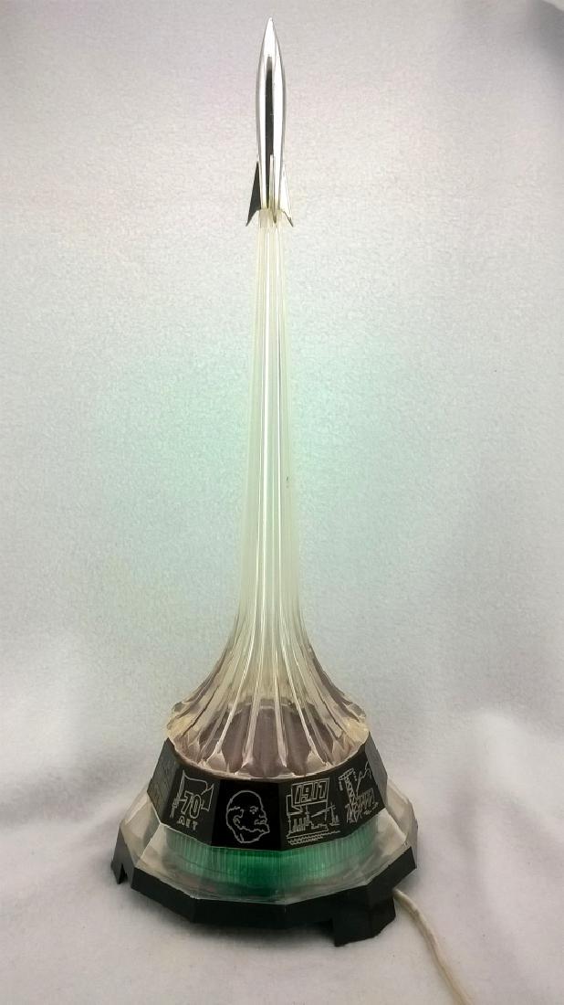 Vintage Night lamp Rocket. Dedicated to the first space: Reserve Reduced! Title: Vintage Night lamp Rocket. Dedicated to the first space flights of the USSR Maker: USSR Origin: USSR Date/Period: 1970s Materials: Plastic and Metal Size: Height - 39 cm I am p