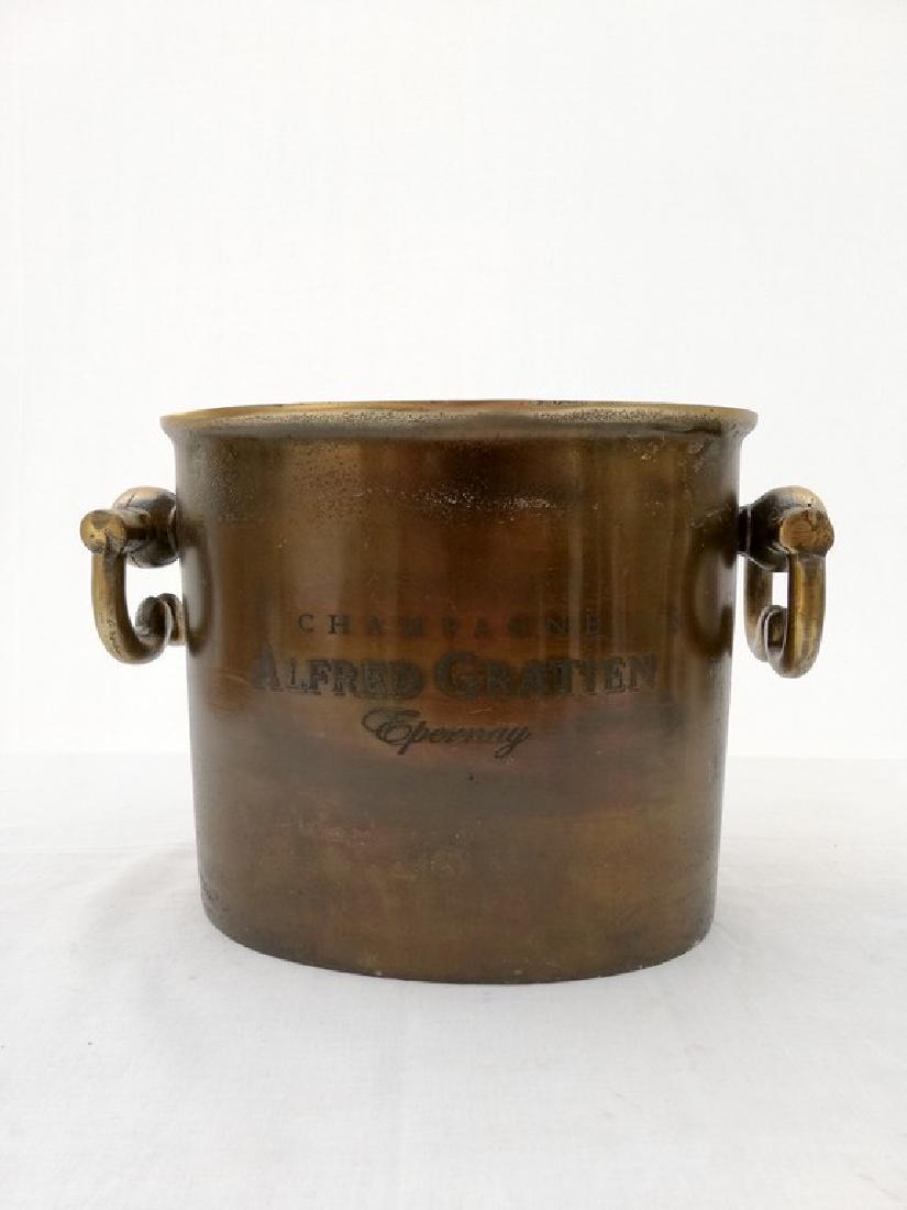 Champagne Alfred Gratien - Wine Cooler/Champagne: Reserve Reduced! Title: Champagne Alfred Gratien - Wine Cooler/Champagne cooler/champagne ice bucket - Brass, Bronze Maker: Champagne house Alfred Gratien Origin: France Date/Period: 1950's Materials: