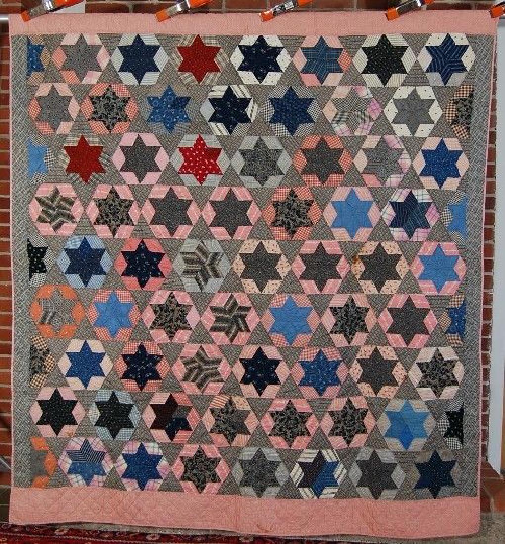 Vintage 1900's Touching Stars Antique Quilt (1 of 12)