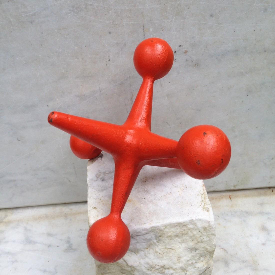 Early 20thc cast iron jack doorstop in original orange (1 of 2)