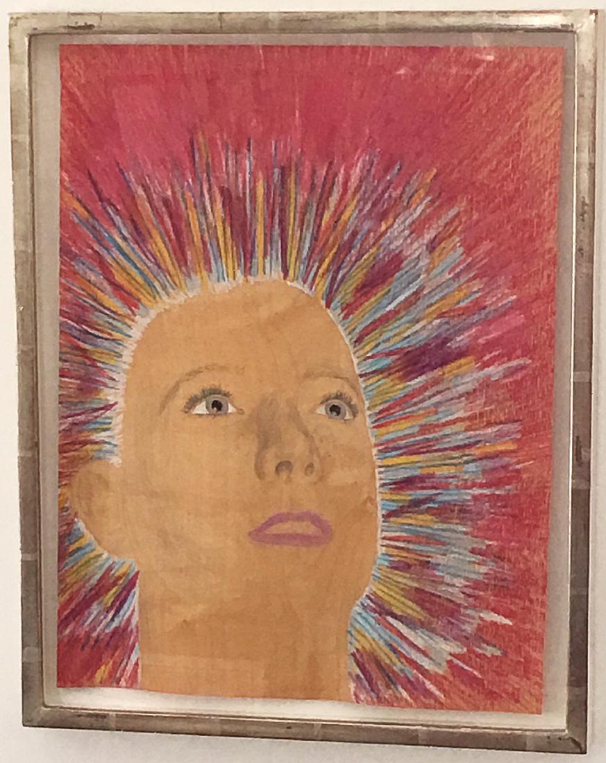 Untitled(Pink Sky) 2004 - Andrew Mania: Title: Untitled(Pink Sky) 2004 Artist: Andrew Mania Medium: Pencil and colored pencil on wood veneer- framed Dimensions: 19 5/8" 15 5/8" framed size Description: Unique- signed and dated Reserve: $800